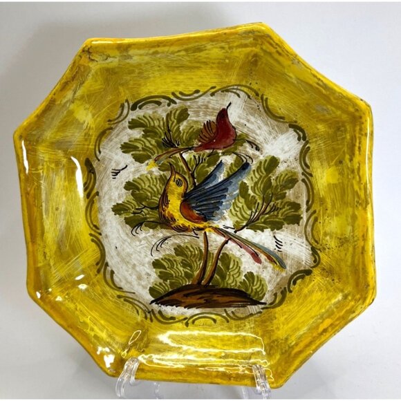 Octagonal Dish Handmade Pottery, Hand Painted # K1267 - Picture 7 of 7